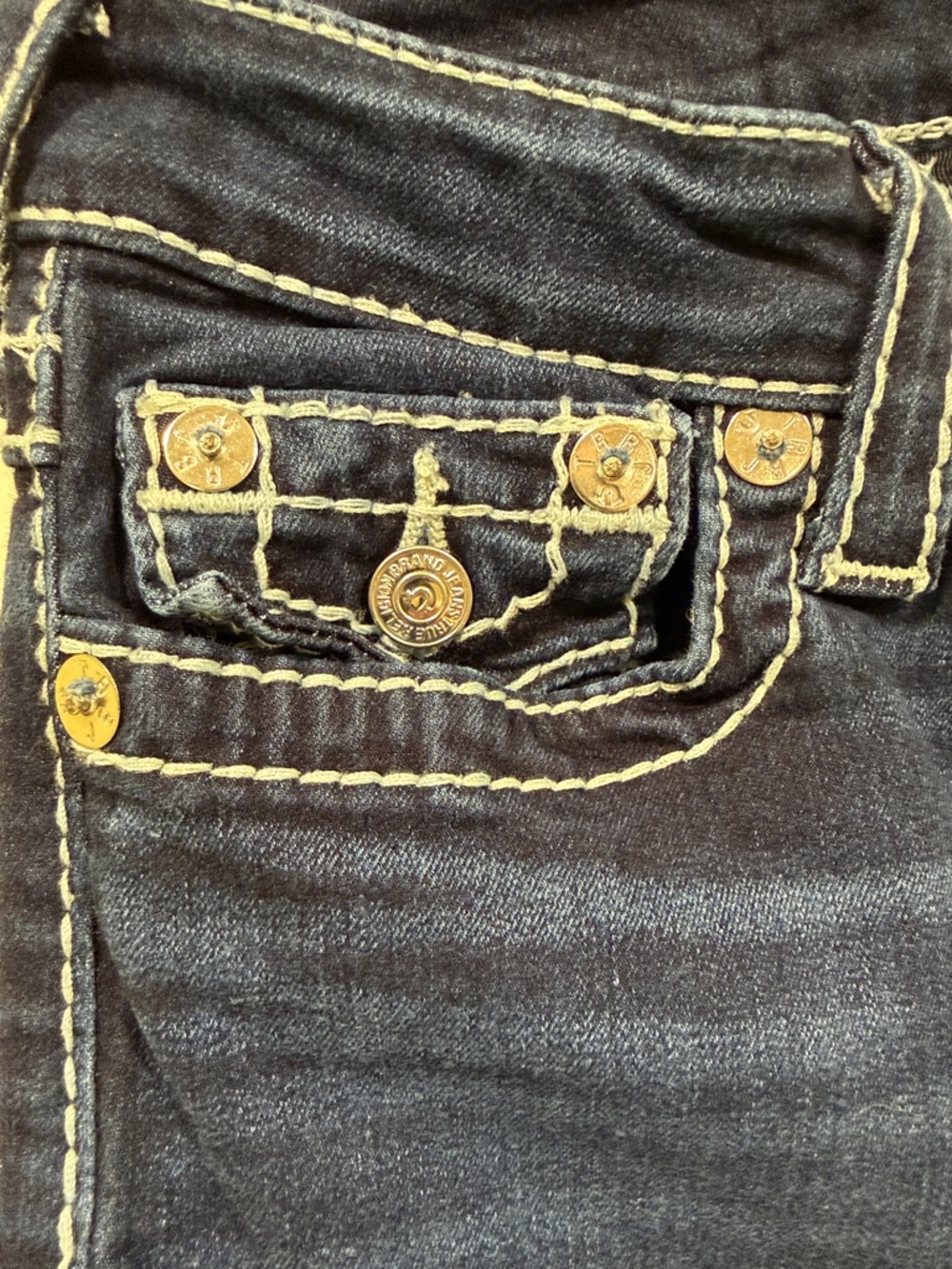 True Religion Halle High Rise Skinny Jeans Dark Wash Flap Pocket Big T 26 - Picture 9 of 16